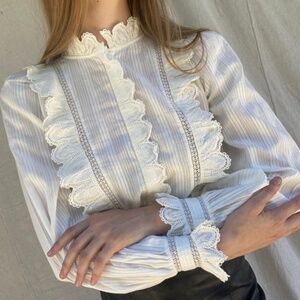 Sezane Marianella Blouse, Organic Cotton, Size 34